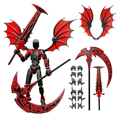 T13 Action Figure Multi Jointed Movable 3D Printed Robot Model Black Red t13 Action Figure Set For Collectors Game Lovers or Present Fans Desktop Decor Collecting and Easter Gifts