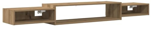 LKJephalotrop Mobile TV a Parete 180 cm in Rovere Artisan, Lowboard Sospeso in Legno Mensola da Parete per Console Media, Design Moderno per Soggiorno, 3 Scomparti