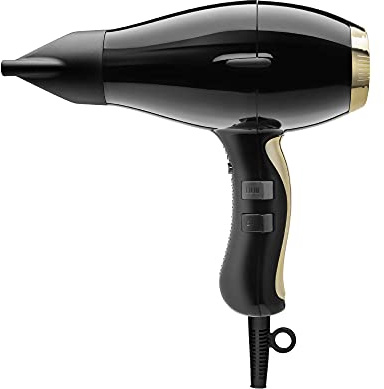 Elchim 3900 Healthy Ionic Black & Gold Hair Dryer - Professional Hair Dryer Made in Italy - Lightweight and Silent, 30% Reduced Drying, 2400W