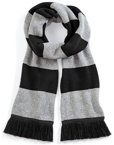 Beechfield Stadium Scarf - Stylish Accessory for Keeping Warm - Black/Heather Grey