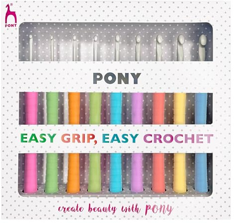 Pony P39810 Easy Grip Crochet Hook Set, Multi, 15 x 1.5 x 16 cm