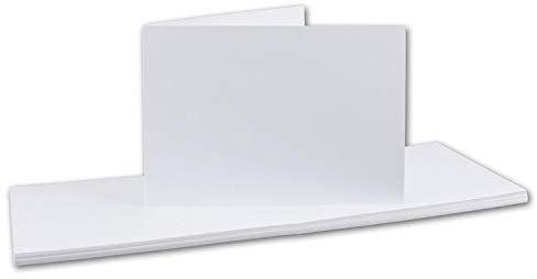 FarbenFroh by GUSTAV NEUSER 50x Falt-Karten DIN A6 Langdoppel-Karten - Hochweiß -10,5 x 14,8 cm - blanko quer-doppelte Faltkarten