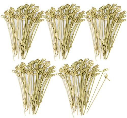 com-four® 200x Fingerfood Spieße aus Bambusholz - Holzspieße mit Knoten für edle Optik - ideal für Buffet oder Gastro (200 Stück - 15 cm mit Knoten)