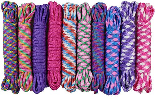 aufodara 10pcs Paracorde Kit pour Parachute Bracelet Set de Bracelet Paracord Cordelettes DIY Bracelet Porte-clés Cordon Activités de Plein air Tricoté à la Main (C-10PCS X 10FT)