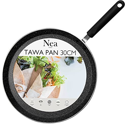 SQ Professional Marbell Non-Stick Coated Tawa Pan Pancake Crepe Chapati Roti Dosa Pan 30cm…