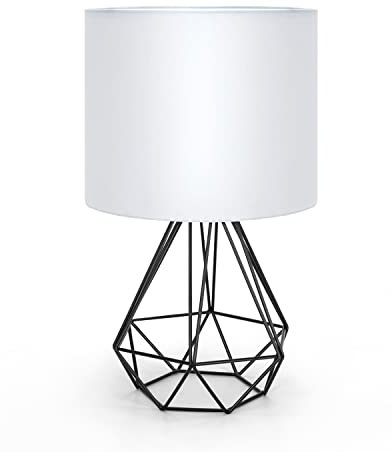 Aigostar - Lampada da Tavolo in Stile Industriale Retrò, Portalampada con Attacco Piccolo E14, Lampada Comodino con Base in Metallo e Paralume Bianco, Perfetto per Decorare Qualsiasi Stanza