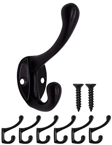 Fuxxer 6x Kleine Garderoben-Haken, Wand-Haken, Handtuch-Haken, Antikes Vintage Design, Schwarz