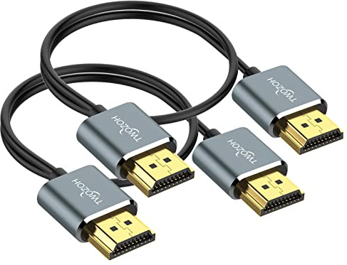Twozoh Flexible & Slim HDMI Cable 1.5M 2 Pack, Ultra Thin HDMI Lead Supports High speed 4K@60Hz 18gbps 2160P/1080P