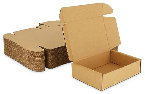 APACALI 50 Pack Small Shipping Boxes, 150x100x40mm / 5.9 x 3.9 x 1.5 Inch Brown Corrugated Cardboard Mailing Boxes for Business, Packing, Mailing, Storing, Posting