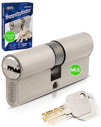 GERCAR Système de fermeture Pro DIY MIX Cylindre profilé 35/45 - serrure à identique la demande cylindrique 80 mm A:35 B : 45 assembler soi-même avec une clé Gris