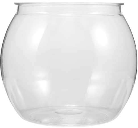 balacoo Transparent Fish Bowl Small Round Aquarium Plastic Fish Tank for Betta Goldfish Turtle Reptile Habitat Home Office Decor 6.49X6.49X5.31In