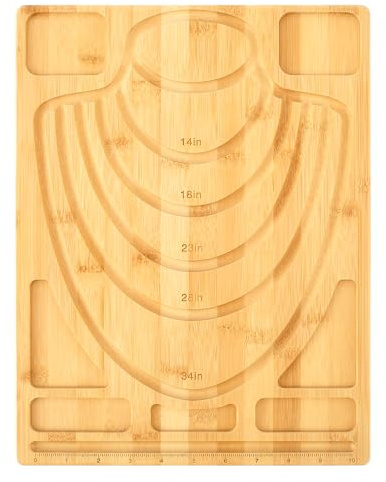 Bead Board Bamboo Jewelry Making Mats Tray - Sturdy Design With Scale Measuring Tool for Bracelets and Necklaces - Practical DIY Jewelry Board