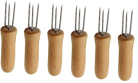 Mipcase 6 Pezzi Porta Forchette Per Mais Forchetta Da Cucina Rebbi Alimentari Spiedini Di Pannocchie Di Mais Forchetta Per Mais in Acciaio Inossidabile Spiedini Di Di Legno Cibo Mini