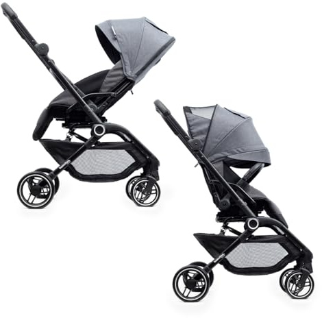 Hamilton by Yoop T1 Buggy - 360° drehbarer Sitz - MagicFold™ Technologie - Zusammenklappbar - Inklusive Becherhalter - Verstellbarer und wendiger Kinderwagen - Grau
