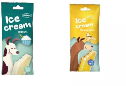 Bubimex hundglass | 24 x 50 Gr, olika smaker | (24 x 50 gram, 12 x banandelad 12 x yoghurt)