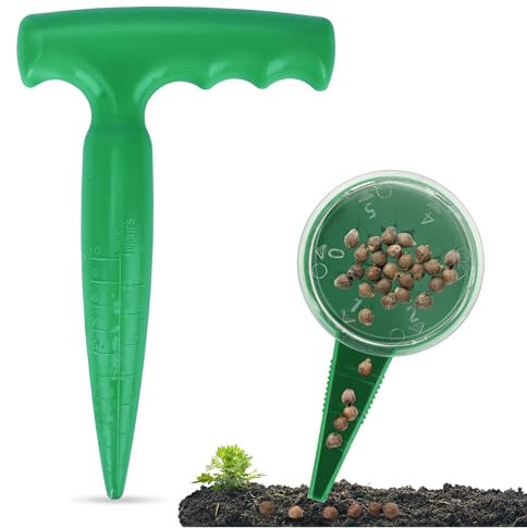 Milifox Plantador de Siembra Dibber,Semillas de JardíN Dibber Herramienta para JardineríA,Bulbo de PlantacióN de Herramientas para La PlantacióN de Semillas Y Bulbos(Verde Oscuro)
