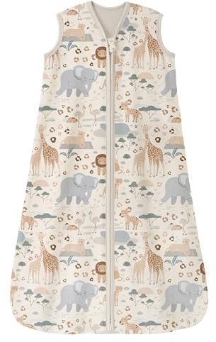 Unnivoll Schlafsack Baby Sommer 0.5 Tog 100% Baumwolle Sommerschlafsack Babyschlafsack 6-12 Monate 78 cm für Jungen Mädchen Neugeborene Aprikose Elefant