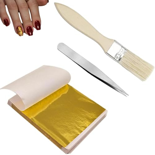 150 Sheets Gold Leaf Flakes There is Also a Gold Leaf Kit Available, Very Suitable for Making Gold Cake Decorations, Beauty Daily Makeup, Furniture Handicrafts etc