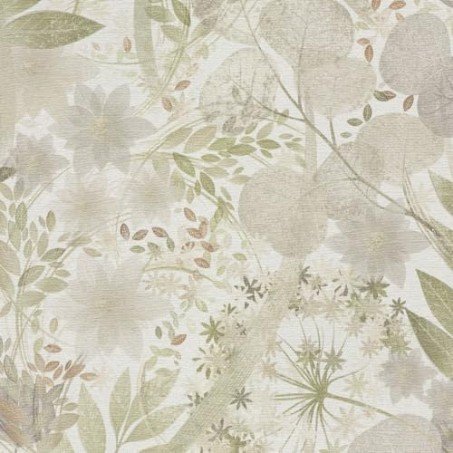 Erismann Secret Grove vinyl texturerad bladtapet grön/kräm/beige 10506-35 - väggtapet med funktion för vardagsrum sovrum vardagsrum vardagsrum kök hall