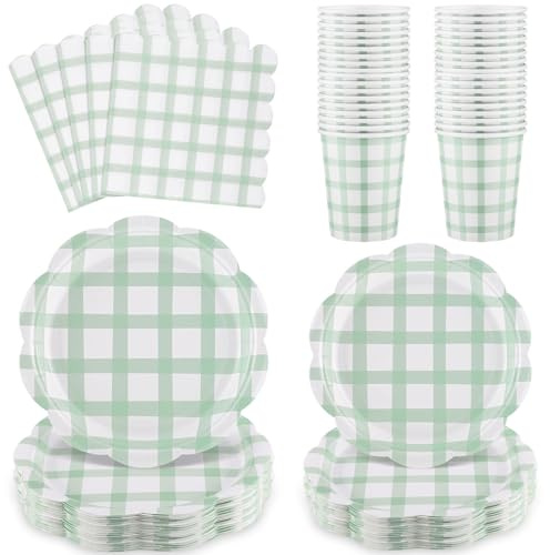 Natnarr Set Stoviglie Per Feste 96 Pezzi, Verde Salvia, Per 24 Ospiti