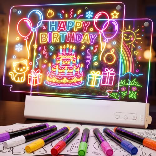 CIMELR Pizarra LED Doble Capa Recargable, Regalo para Niños 5-10 Años