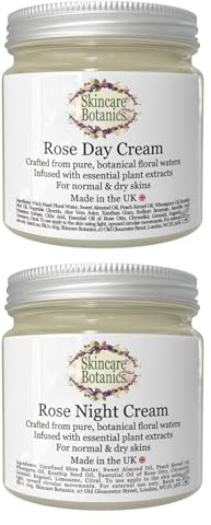 Skincare Botanics Natural & Organic Rose Moisturiser Duo | Pure Rose Day & Night Creams with Pure Plant Botanicals & Essential Skin Oils