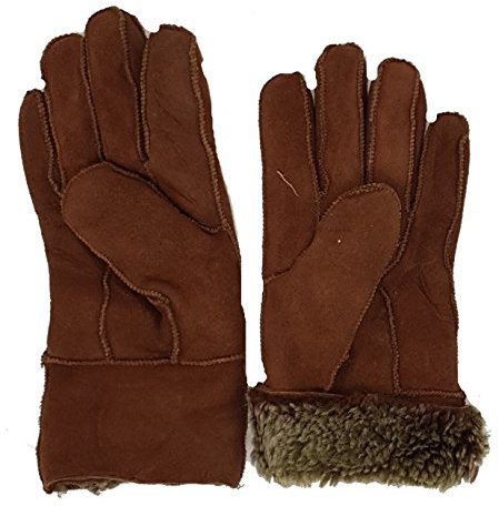 HEITMANN 100% Lammfell Handschuhe Fingerhandschuhe Echt-Leder Herren NEU (L, Braun)