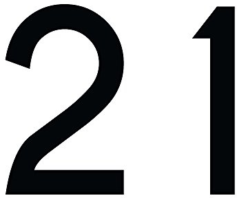 Zahl 21 in schwarz, 30 cm großer Sticker aus selbstklebender Klebefolie zum aufkleben, wetterfeste Klebezahl