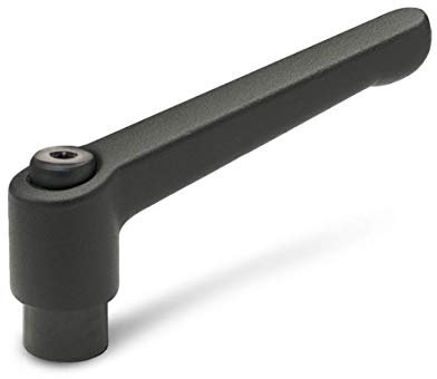 Palanca de sujeción de Ganter Normelemente, ajustable con rosca hembra, GN 300, de acero bruñido, mango de zinc fundido negro, recubierto de plástico, Negro, GN 300-78-M10-SW
