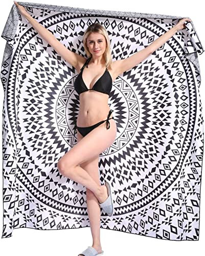 Microfibre Beach Towel For Adults Girls Extra Large Xxl 72X72 Quick Dry Lightweight Travel Sand Free Compact Funny For Swimming Pool Picnic Holiday Yoga Camping Gifts For Woman Boho Bohemian