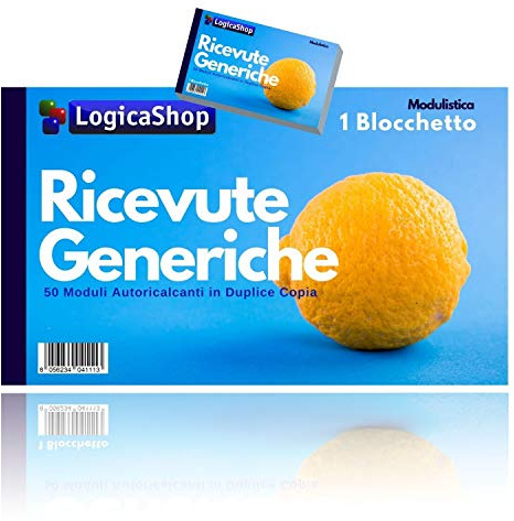 LogicaShop Blocchetto Ricevute Generiche Pagamento in Duplice Copia Autoricalcanti, per Associazioni Sportive e Affitto, 50x2 (01)
