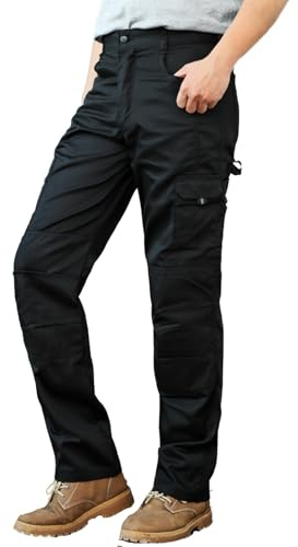 WORK IDEA - Pantaloni Cargo da Lavoro da Uomo, con Tasche Interne al Ginocchio