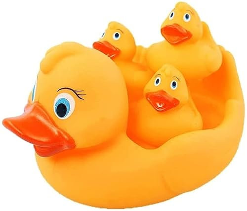 Rubber Duck Bath Toy Set – Floating Duck Family by KOKSI – 4-Piece – Baby & Toddler Bathtime Fun for Bath & Pool