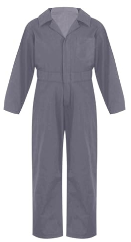 TTAO Barn arbetsoverall blåman skyddsoverall jumpsuit andas vår höst junior rallykombi fritidsoverall storlek 110–176, GRÅ, 158-164