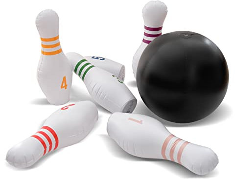 Ocean 5 Aufblasbares riesen Bowling-Spiel | Bowling Set für Kinder | 1 Bowling Ball mit sechs 68,5cm hohen Bowlingkegeln | inklusive Pumpe und Reparaturflicken | aufblasbares Kegelspiel | Outdoor Game