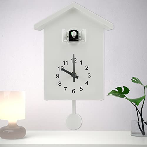 Reloj de cuco con chimer minimalista con sonido de cuco con péndulo, delicado reloj de cuco, casa de pájaros, reloj de pared de cuco alimentado por pilas, para arte de pared, decoración del hogar,