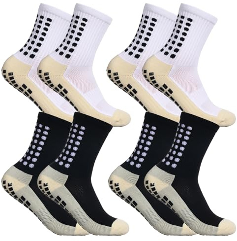 DALAETUS 4 Paires Chaussettes de Football, Chaussette de Sport Antidérapante, Chaussette de Sport Respirant pour Football, Basketball, Rugby, Velo, Trekking, Yoga