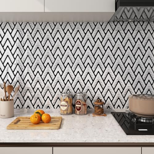 FunStick Azulejos Adhesivos Cocina 3D Blanco Mosaico 30×30CM 5 Baldosas Adhesivas Pared Baño 3D Impermeable Pegatinas de Azulejos Adhesivos Pared Habitacion Salon Blanco Losetas Adhesivas Pared Cocina