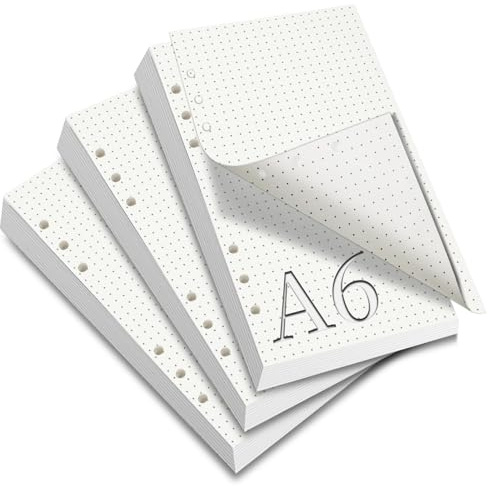 SWTYExt 180 fogli di carta di ricarica A6 punteggiata 6 fori di carta A6 ricaricabili inserti di ricarica di carta inserti per raccoglitore ad anelli per taccuino A6 schizzo diario pittura bullet jour
