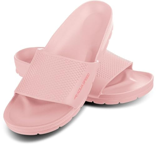 Aqua Speed Oslo Schwimmbad-Slipper Damen Rosa 03 Gr. 40 | Leichte Eva-Sohle & Handtuch im Set | Für Schule, Schwimmbad & Reisen
