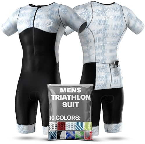 SLS3 Traje de Triatlón para Hombre - Tri Suit con Mangas Aerodinámicas para Hombre - Tejidos Pro FX para Triatlón Masculino (Sky Blur, S)