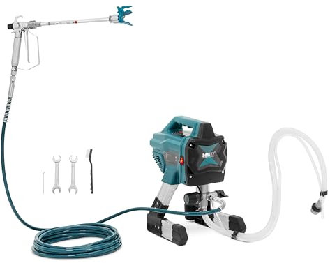 MSW-HSPR-650 Airless-Farbsprühsystem 1,4 l/min 200 bar 7,5 m Schlauch 650 W Hochdruck-Kolbenpumpe Farbsprühgerät Fassadenfarbe Latex Grundierung modular aufgebauter Farbsprüher