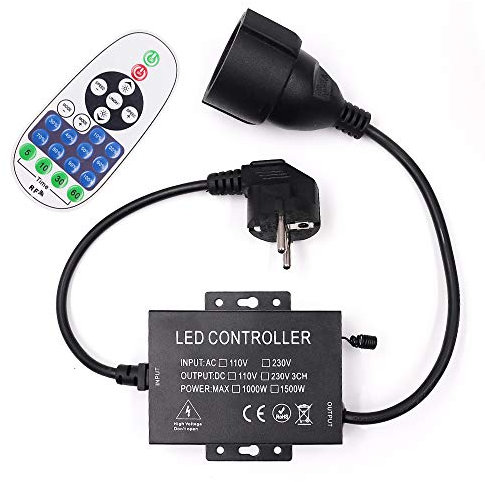 XUNATA Variateur universel 220V, télécommande RF 23 touches + contrôleur 1500W, Modèle général pour bande LED 220V, Ampoules LED