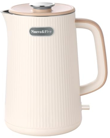 Nueve&Five 1.7L (57oz) Large Electric Kettle Perfect for 7+Cups of Tea and Coffee,2 quarts Double Wall Big Electric Tea Kettle,Auto Shut Off,1200W Hot Water Kettle Electric -Cream White