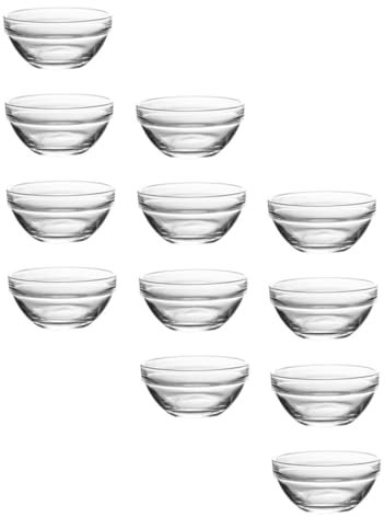 Ciieeo 12pcs Glass Bowls Stacked Bowls for Pudding Jelly Food Container Ribbed Design for Snack and Desert Cups