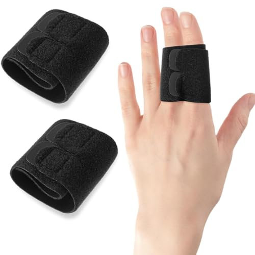 Adjustable Finger Sleeve Support Protector, 2 Pack Finger Splint, Finger Guards Sport Cushion Bandage, Finger Brace Relieve Joint Pain, for Finger Pain Relief or Locking Finger Tendon, Black, L