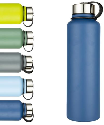 XUDREZ Borraccia in acciaio inox isolata sottovuoto, 1,5 l, grande brocca in metallo, senza BPA, a prova di perdite, borraccia per lavoro, palestra, viaggi, sport