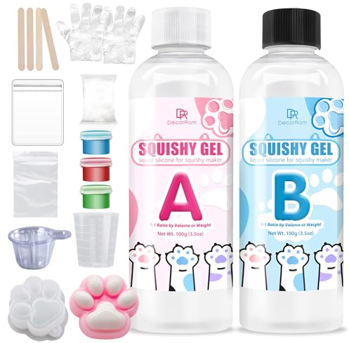 Taba Squishy Set - Juego de 200 g de silicona líquida para hacer patas de gato supersuaves Squishy, juego de manualidades de goma de silicona para aliviar el estrés, apto para patas de gato y hámster