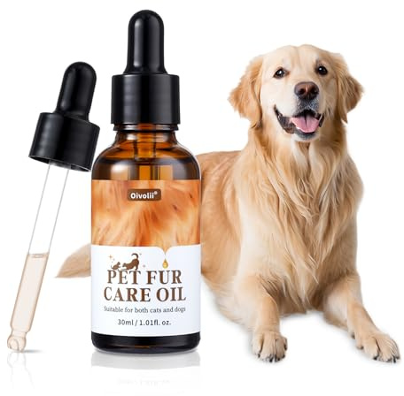 Olio per la cura del pelo degli animali – Districa, riduce la perdita di pelo – Dona lucentezza con collagene e oli naturali – Balsamo leave-in per cani e gatti – 30 ml