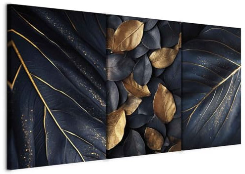 murando - Tableau triptyque mural Ensemble 180x90 cm (3 pièces de 60x90 cm chacune) – Impression sur toile avec cadre pour salon et chambre - Automne magique - couleurs glamour noires b-C-10464-b-a